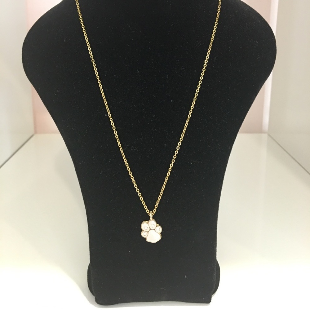 Crystal Paw Dog print necklace